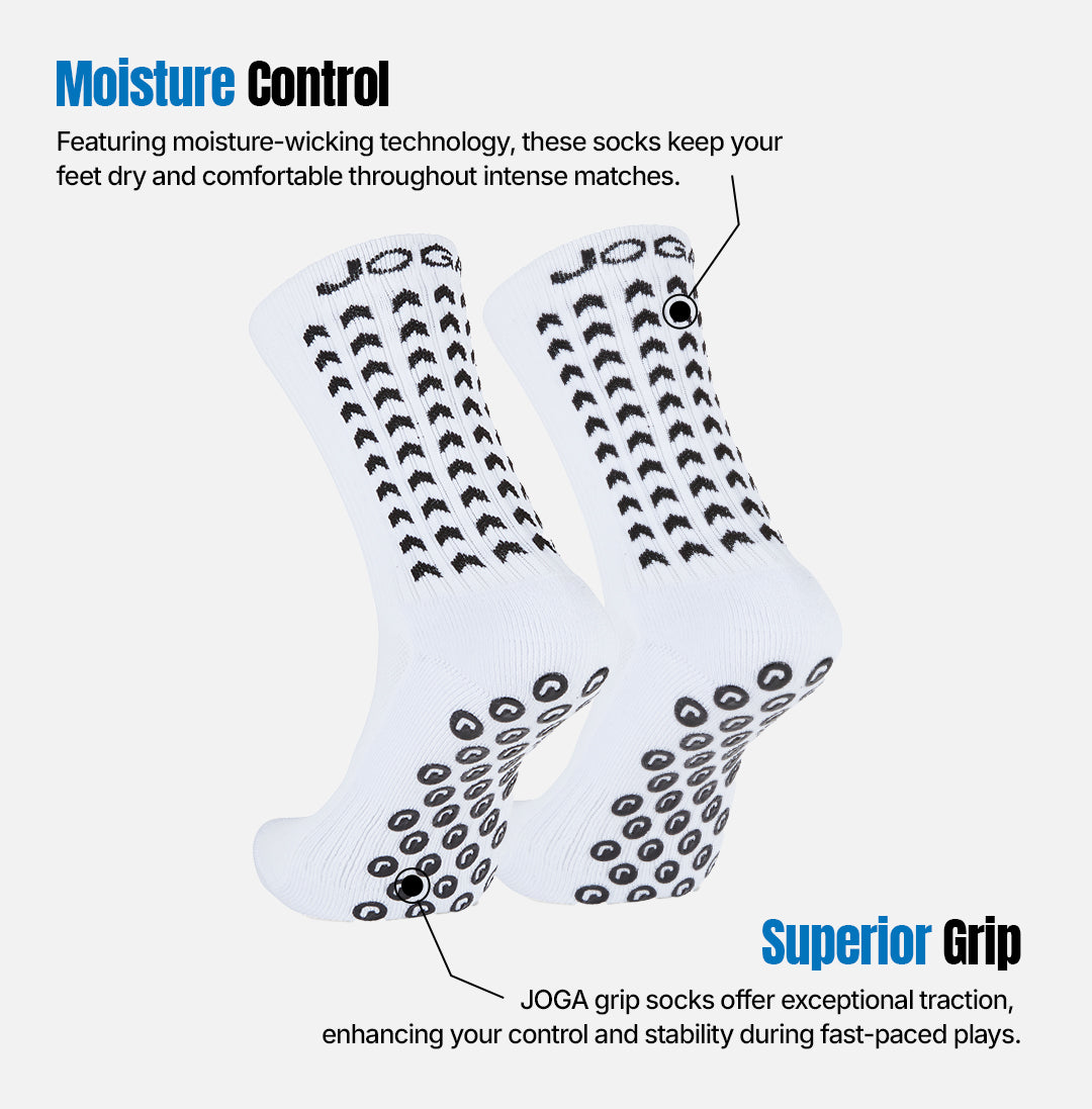 Non-slip grip pad features on JOGA Starz soccer socks