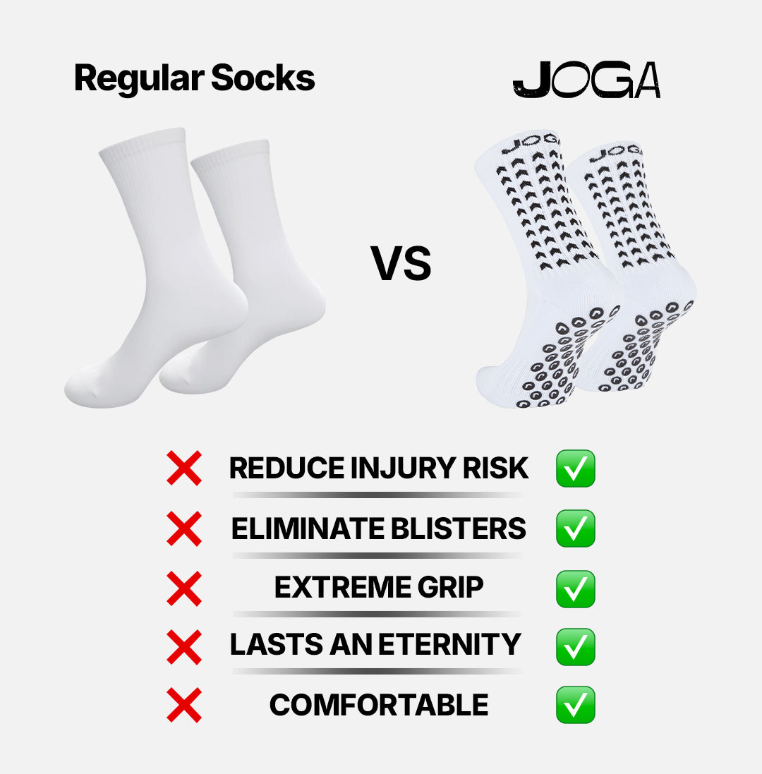 JOGA Starz grip socks vs regular socks comparison