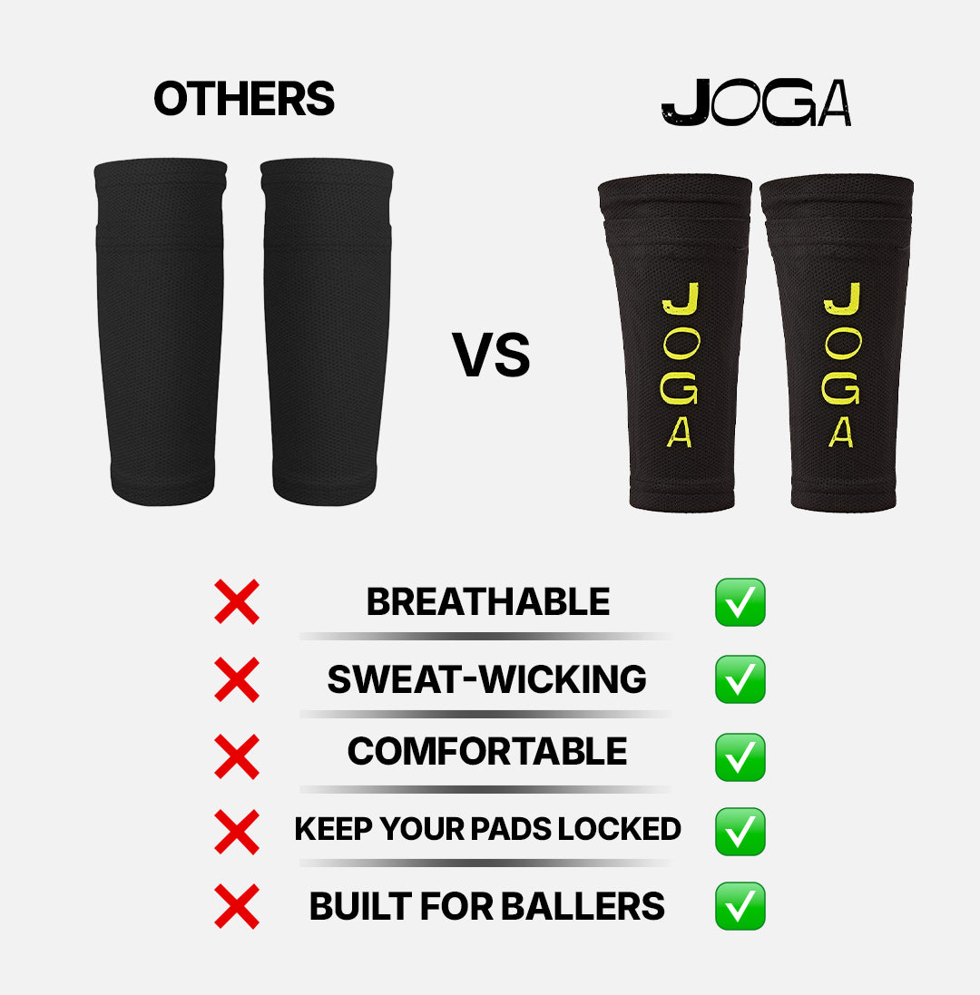 JOGA Shin Pad Pocket vs standard setup, no-shift comparison
