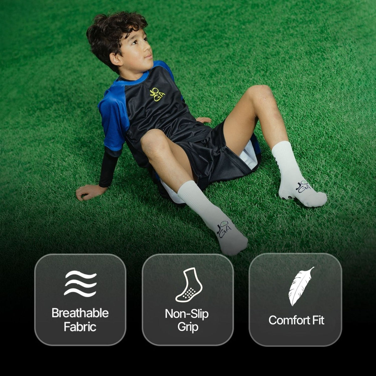 JOGA Starz grip socks benefits for young football players