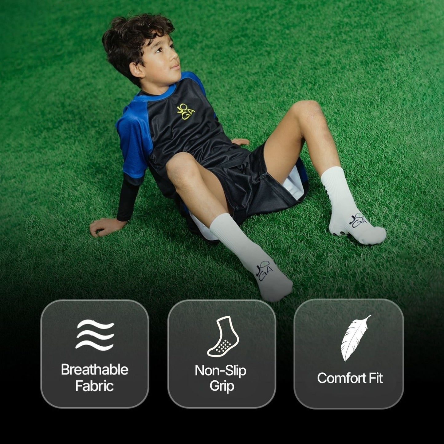 JOGA Starz grip socks benefits for young football players