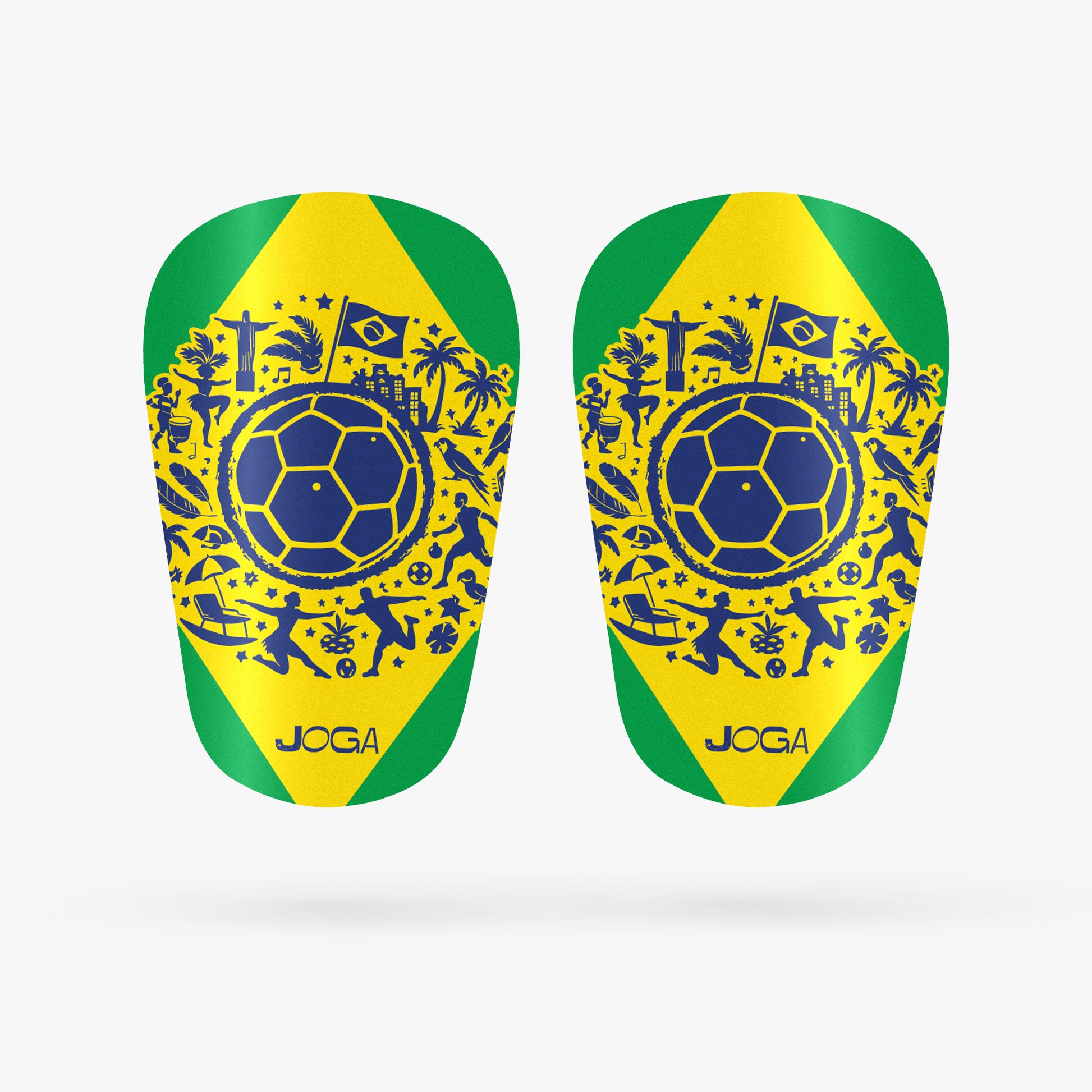 Brazil WC shin pads Flag design, MAXI 12x8cm junior football